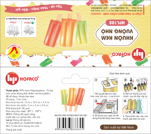 Khuôn Kem VUÔNG Nhỏ 3c Hofaco (HPL102)