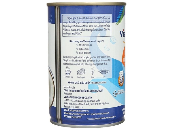 Nước Cốt Dừa Tươi VIETCOCO - Lon 400ml
