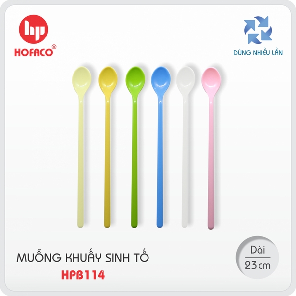 Muỗng Khuấy Sinh Tố nhựa 23cm Hofaco - Bịch 6c (HPB114)