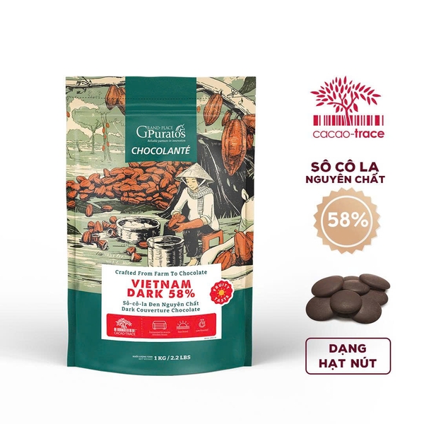 Socola Nguyên Chất NÚT ĐEN 58% Asia Puratos - Gói 1kg