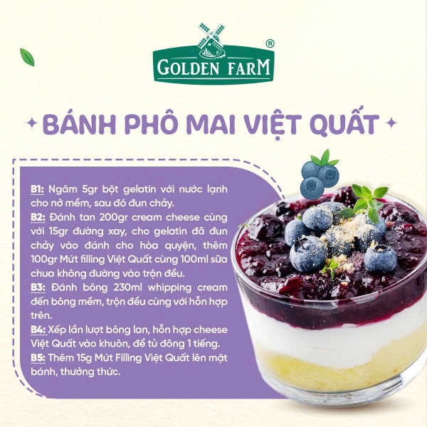 Mứt Filling Việt Quất GOLDEN FARM - Hủ 950gr