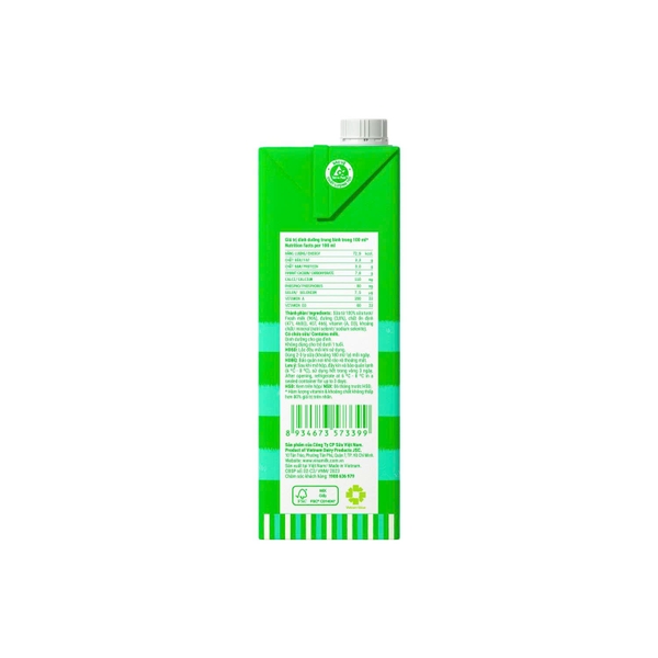 Sữa tươi tiệt trùng Vinamilk 100% CÓ ĐƯỜNG - Hộp 1L