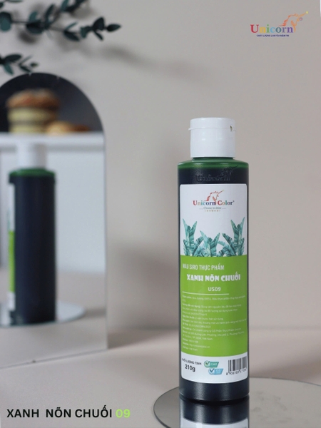 US09 - Màu NƯỚC SIRO Unicorn 210gr - Màu XANH NÕN CHUỐI