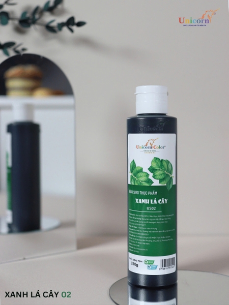 US02 - Màu NƯỚC SIRO Unicorn 210gr - Màu XANH LÁ CÂY