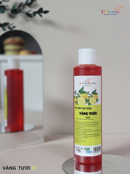 US07 - Màu NƯỚC SIRO Unicorn 210gr - Màu VÀNG TƯƠI