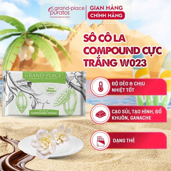 Socola Compound Thẻ SIÊU CỰC TRẰNG W23 Puratos - Thẻ 1kg