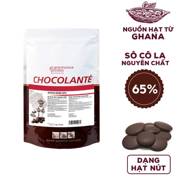 Socola Nguyên Chất NÚT ĐEN 65% Africa Puratos - Gói 1kg