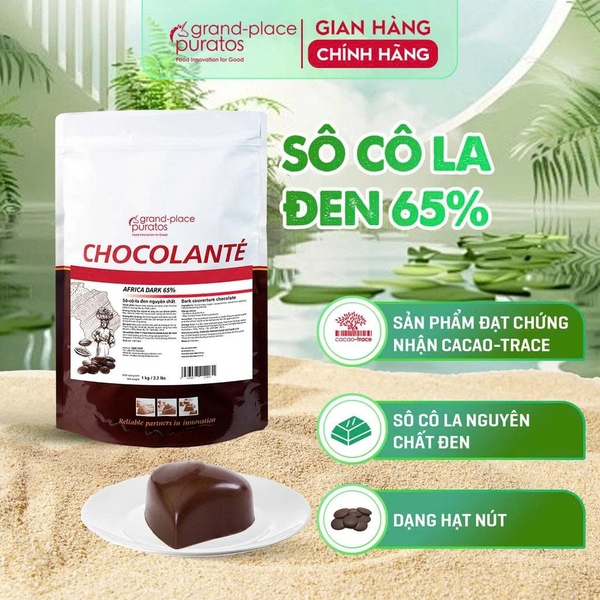Socola Nguyên Chất NÚT ĐEN 65% Africa Puratos - Gói 1kg