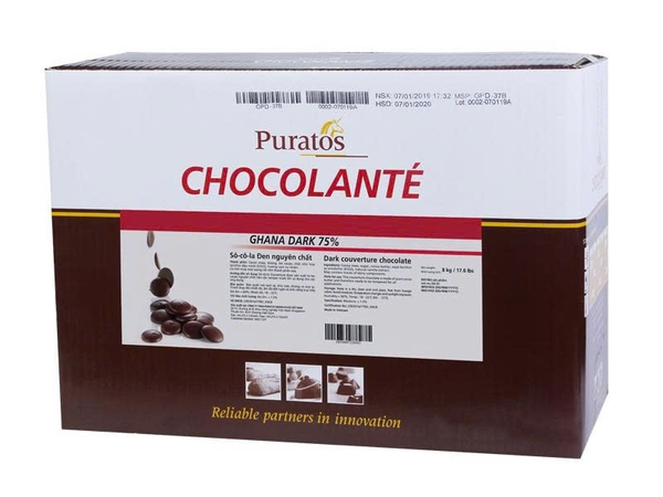 Socola Nguyên Chất NÚT ĐEN 75% Africa Puratos - Gói 1kg