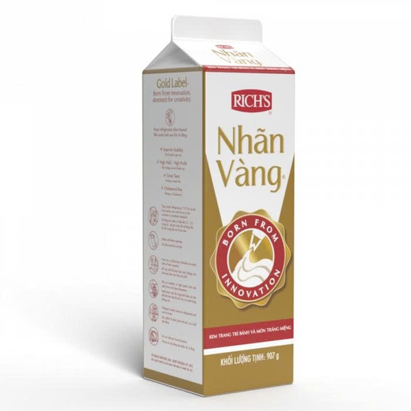 RICH - Kem Topping trang trí GOLD LABEL Nhãn Vàng - Hộp 907gr
