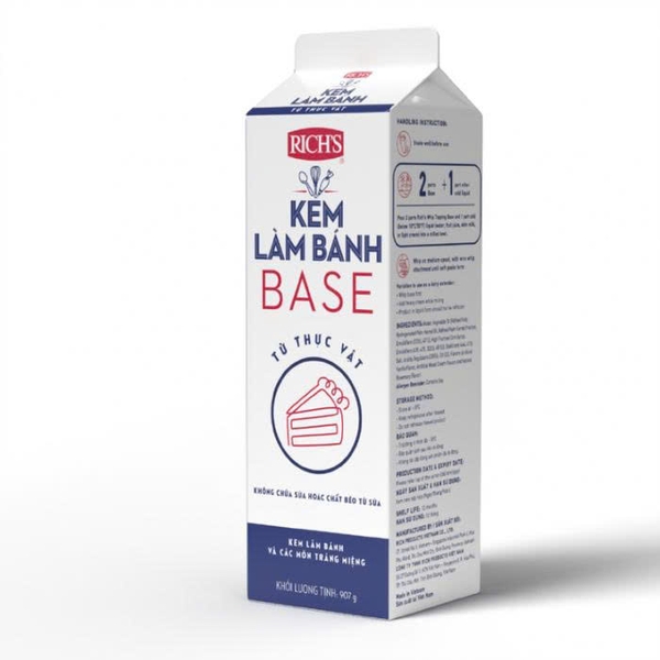RICH - Kem làm bánh Whip TOPPING BASE - Hộp 907gr