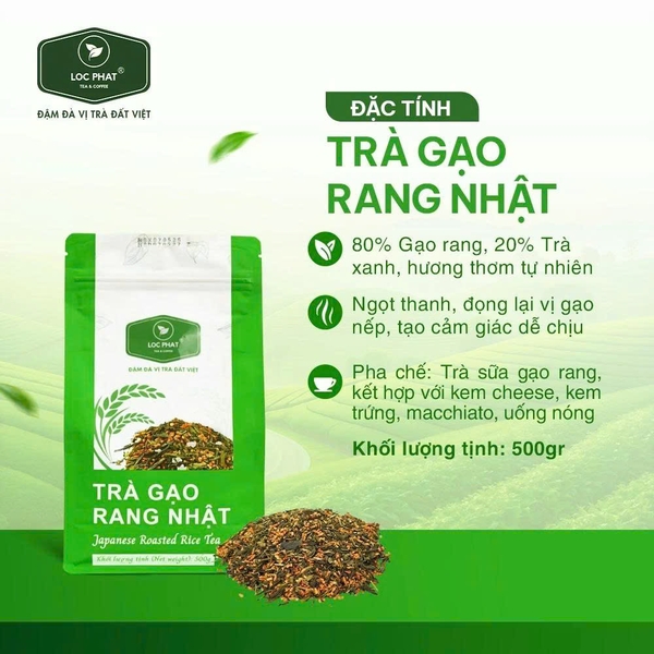 Trà Gạo Rang Nhật Lộc Phát - Gói 500gr