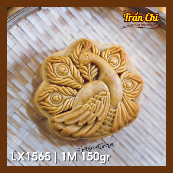 Khuôn ấn trung thu lò xo 150gr 01 mặt Chim Công nghiêng mới (LX1565)