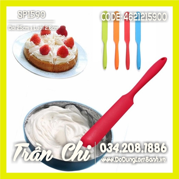 Cây phới vét SPATULA silicone lưỡi DẸP DÀI - 25cm (MÀU NGẪU NHIÊN) (SP1590)