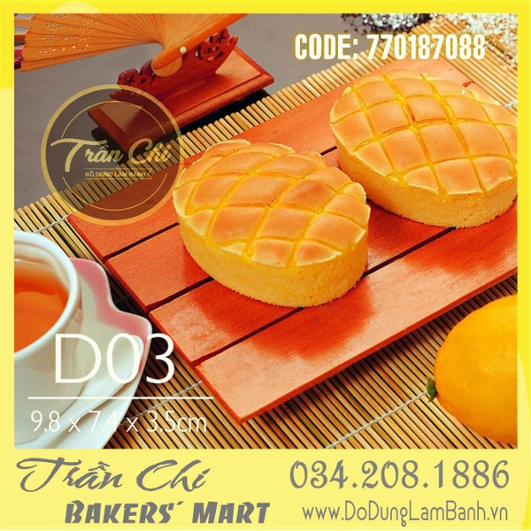 Khuôn nhôm đúc OVAL trắng - D03 (9.8x7.4x3.5cm)