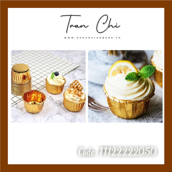 CNV50 - Ly CUPCAKE tròn NHŨ VÀNG tròn Lớn 7x5x3.5cm - Lốc 47-50c (31/5)