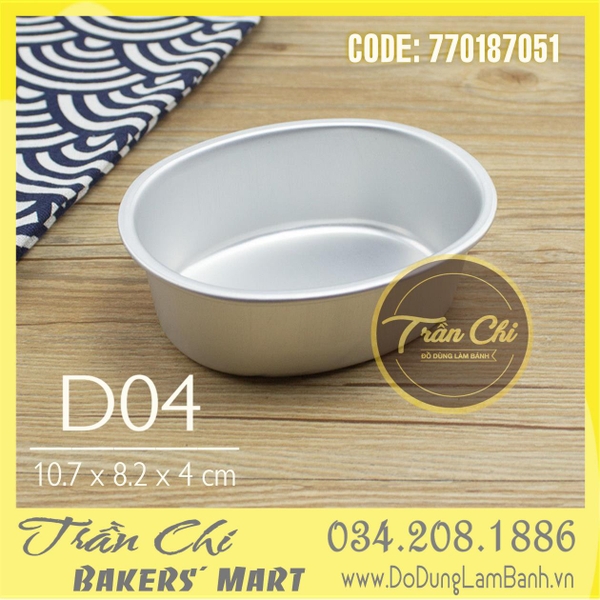 LD04 - Khuôn nhôm đúc OVAL Trắng - D04 (10.7x8.2x4cm) (20/10)