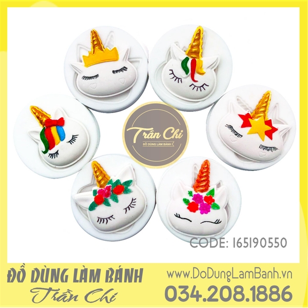 Set 6 khuôn silicone Ngựa Unicorn nhắm mắt nhỏ - Xám