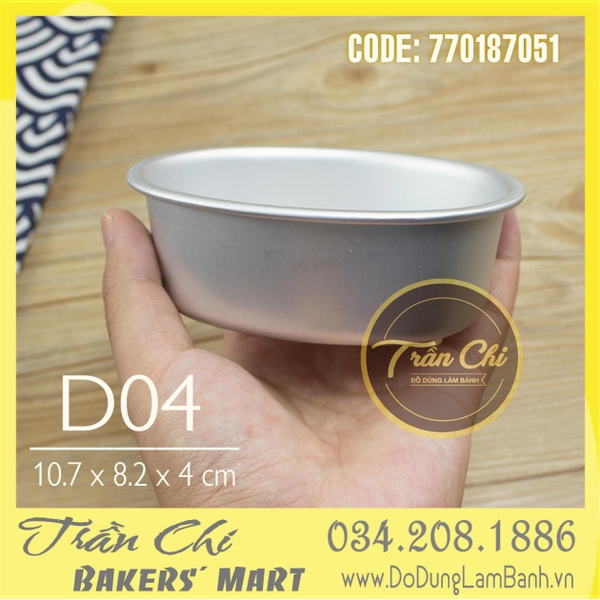 LD04 - Khuôn nhôm đúc OVAL Trắng - D04 (10.7x8.2x4cm) (20/10)