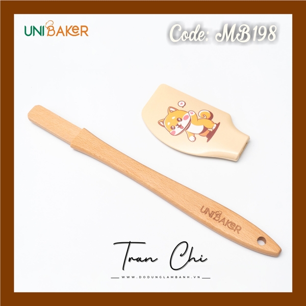 MB198 - Cây phới vét SPATULA silicone Cán Gỗ UNIBAKER (NGẪU NHIÊN) - 32CM (10/2)