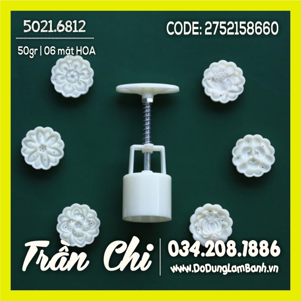 Khuôn TTLX 50gr - 06 mặt TRÒN (Cúc, Sen, Sakura, Hoa các loại) (5021.6812)