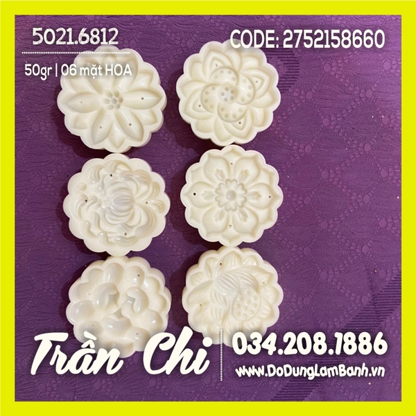 Khuôn TTLX 50gr - 06 mặt TRÒN (Cúc, Sen, Sakura, Hoa các loại) (5021.6812)