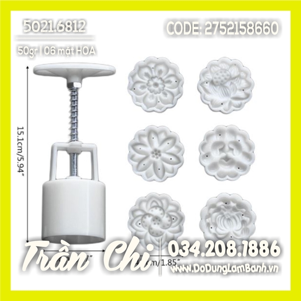 Khuôn TTLX 50gr - 06 mặt TRÒN (Cúc, Sen, Sakura, Hoa các loại) (5021.6812)