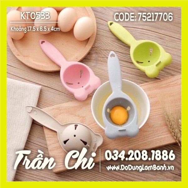 TLG88 - Dụng cụ tách lòng trứng GẤU SẮC MÀU PASTEL nhựa lúa mạch (24/6)