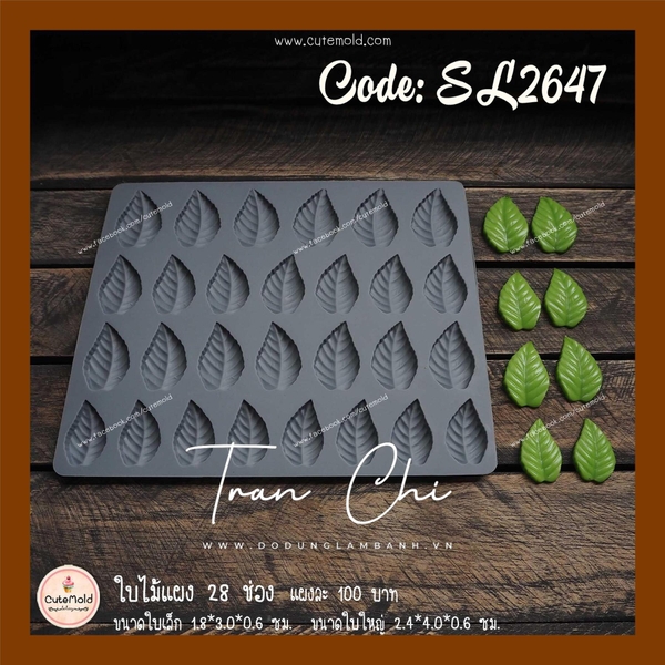 SL2647 - Khuôn silicone Chiếc lá lớn, nhỏ 28c (18/11)