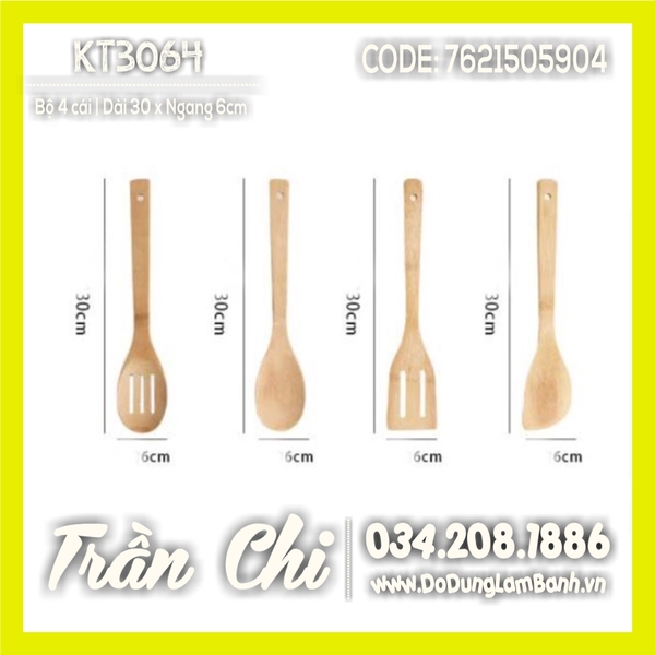 Bộ dụng cụ GỖ 4 món - 30x6cm (KT3064)