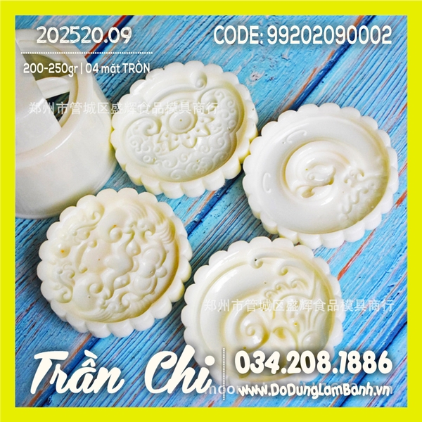 Khuôn TTLX 200-250gr - 04 mặt TRÒN (Rồng, Phụng, Lân, Khánh) (202520.09)