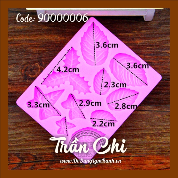 Khuôn silicone LÁ thập cẩm 10c chữ nhật (SL0427)