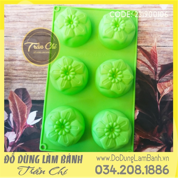Khuôn silicone vỉ Hoa SAKURA TRÒN 6c trung (VT2141)