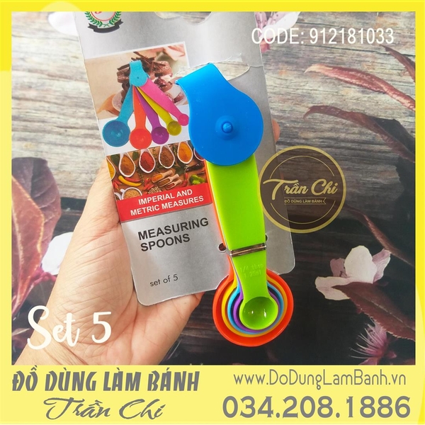 Bộ muỗng đong nhỏ NHỰA SẮC MÀU VỈ GIẤY 5c