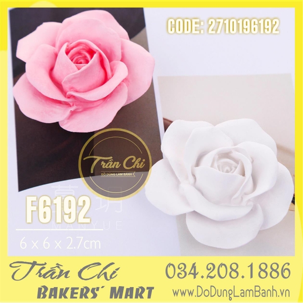 Khuôn silicone hoa HỒNG cánh mỏng BẦU TRÒN (F6192)