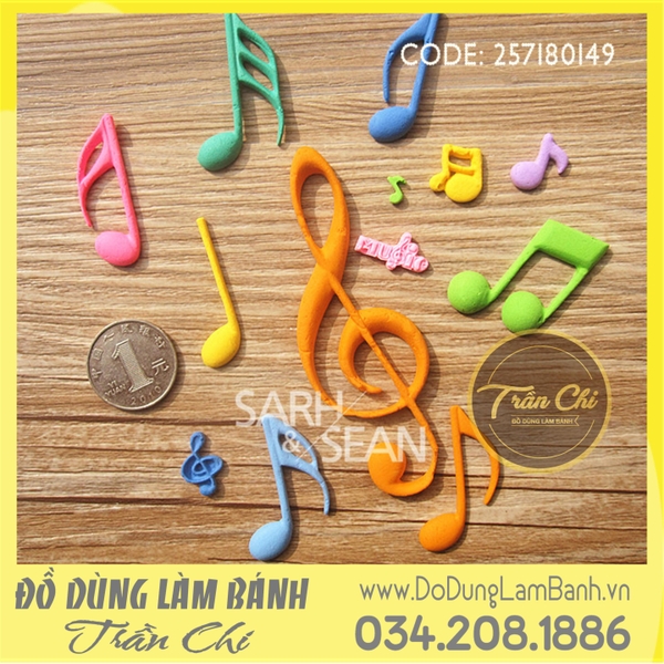 Khuôn silicone Nốt nhạc nhiều size vỉ vuông