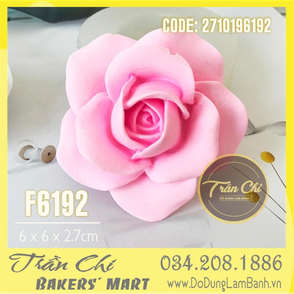 Khuôn silicone hoa HỒNG cánh mỏng BẦU TRÒN (F6192)