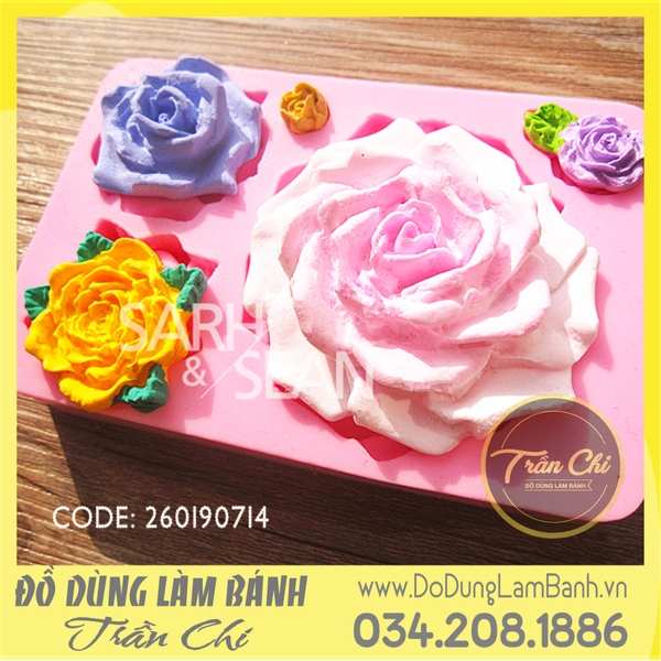 Khuôn silicone hoa Hồng đủ loại size 5c
