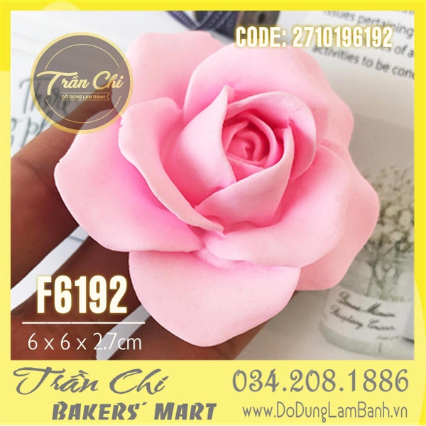 Khuôn silicone hoa HỒNG cánh mỏng BẦU TRÒN (F6192)