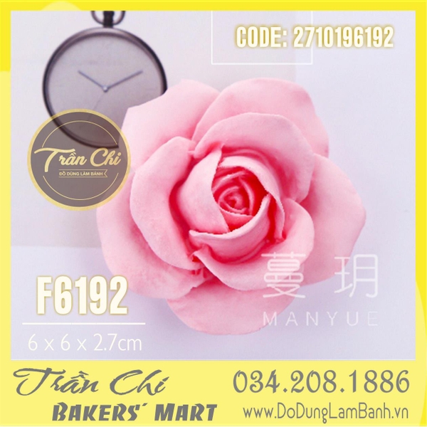 Khuôn silicone hoa HỒNG cánh mỏng BẦU TRÒN (F6192)