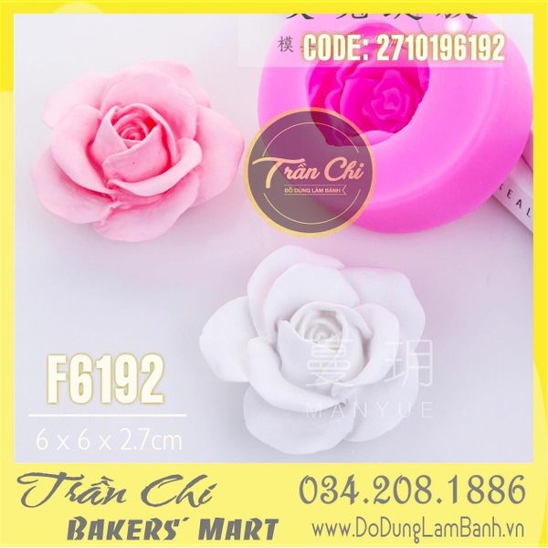 Khuôn silicone hoa HỒNG cánh mỏng BẦU TRÒN (F6192)