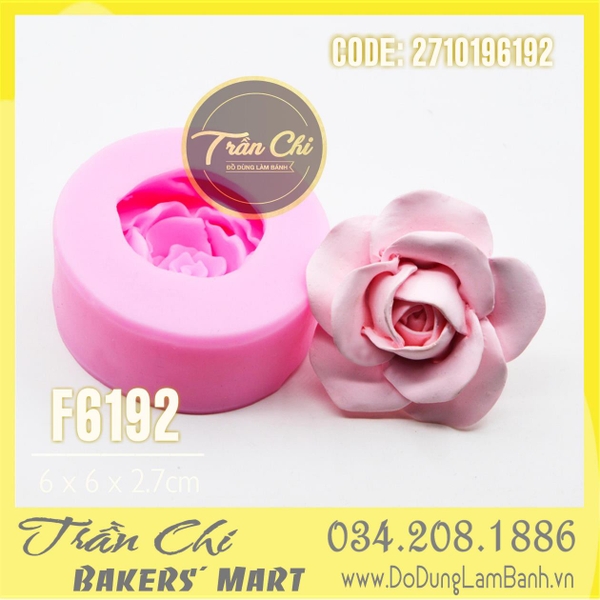 Khuôn silicone hoa HỒNG cánh mỏng BẦU TRÒN (F6192)