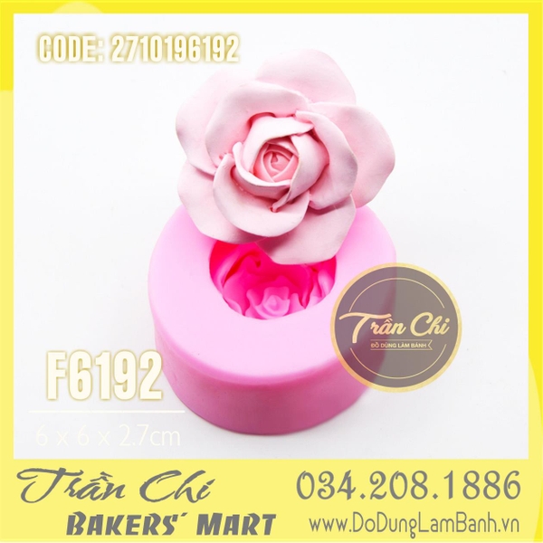 Khuôn silicone hoa HỒNG cánh mỏng BẦU TRÒN (F6192)