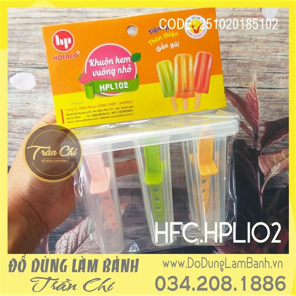 HPL102 - Khuôn làm KEM HFC - Kem VUÔNG NHỎ 3c (1/4)