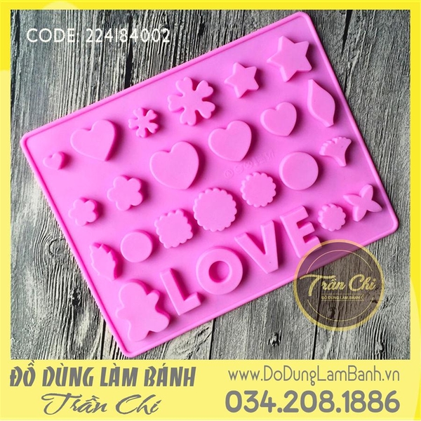 Khuôn silicone vỉ Tim, sao, hoa, tròn, chữ LOVE