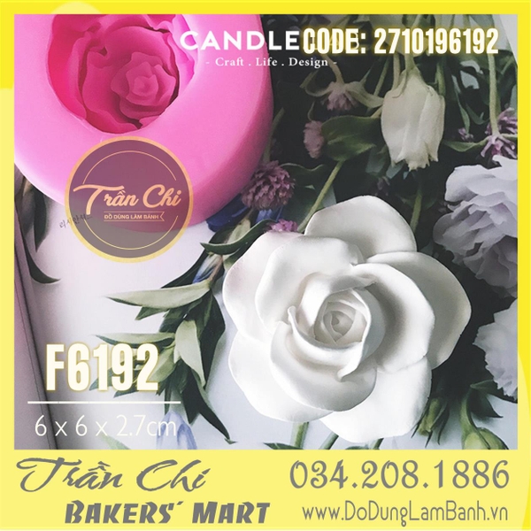 Khuôn silicone hoa HỒNG cánh mỏng BẦU TRÒN (F6192)
