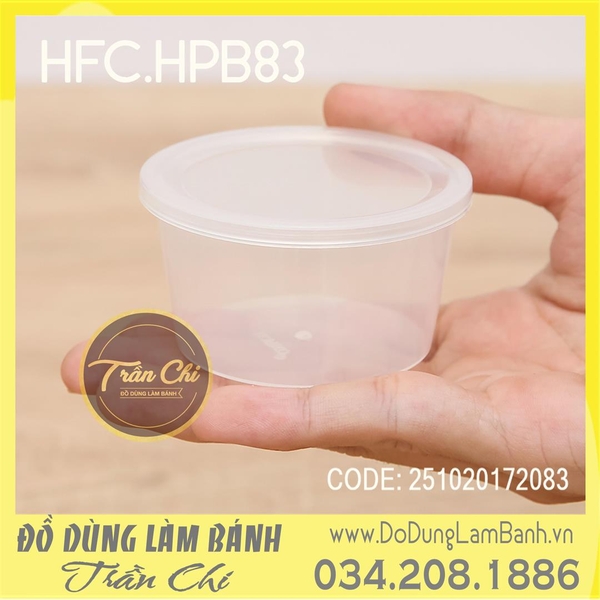 HPB83  - Hộp nhựa Bánh FLAN TRÒN HFC - Lốc 20c (21/3)
