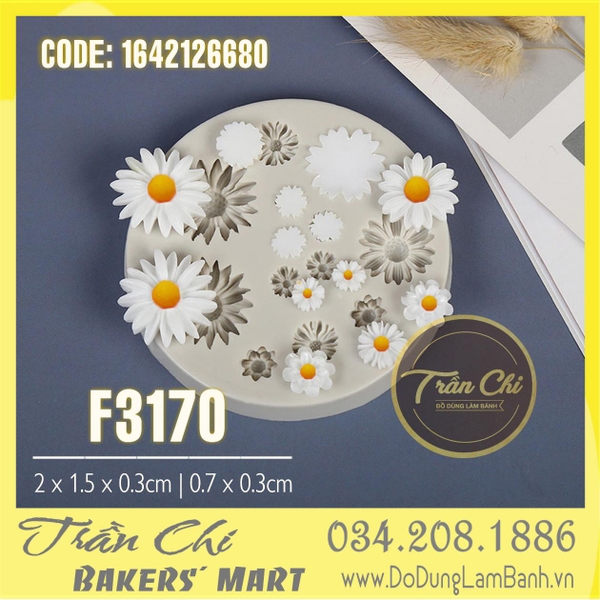 SF3170 - Khuôn silicone Hoa CÚC nhỏ 13c tròn (1/9)