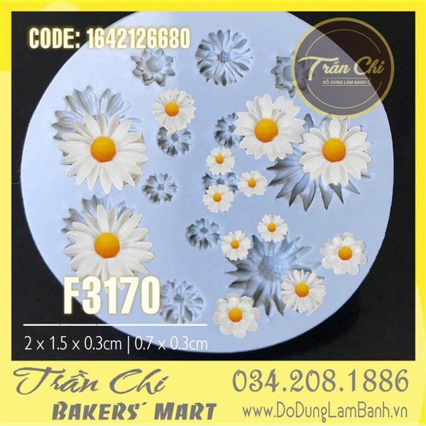 SF3170 - Khuôn silicone Hoa CÚC nhỏ 13c tròn (1/9)