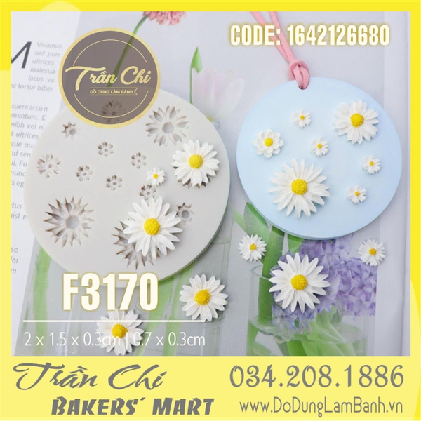SF3170 - Khuôn silicone Hoa CÚC nhỏ 13c tròn (1/9)